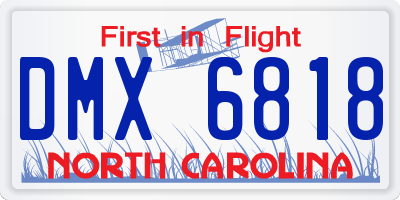 NC license plate DMX6818