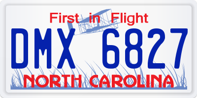 NC license plate DMX6827