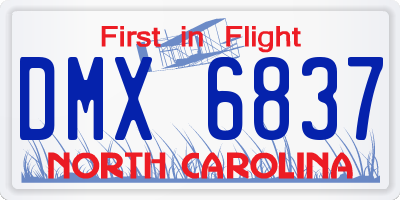 NC license plate DMX6837