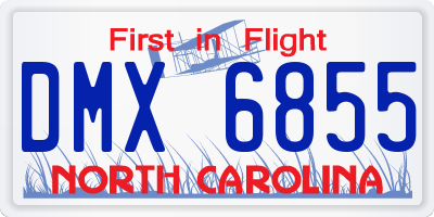 NC license plate DMX6855