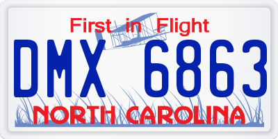 NC license plate DMX6863