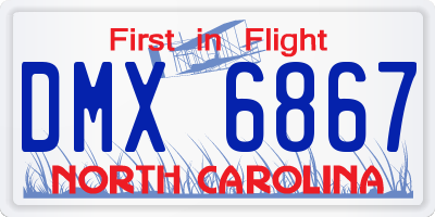 NC license plate DMX6867