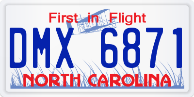 NC license plate DMX6871