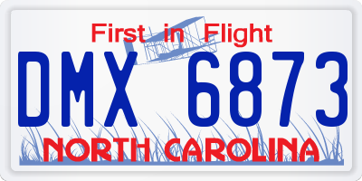 NC license plate DMX6873