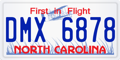 NC license plate DMX6878