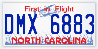 NC license plate DMX6883