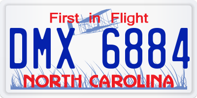 NC license plate DMX6884