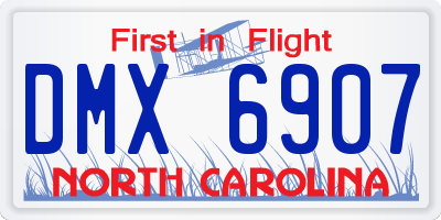 NC license plate DMX6907