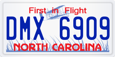 NC license plate DMX6909