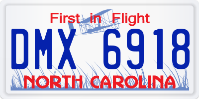 NC license plate DMX6918