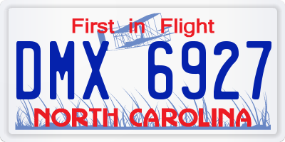 NC license plate DMX6927