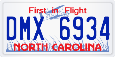 NC license plate DMX6934
