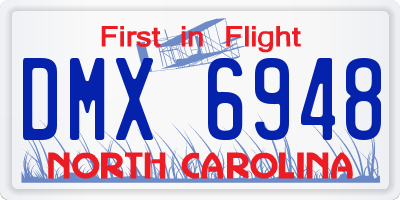 NC license plate DMX6948