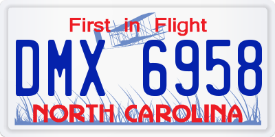 NC license plate DMX6958