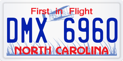 NC license plate DMX6960