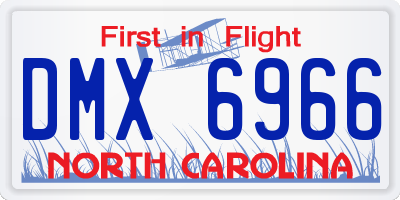 NC license plate DMX6966