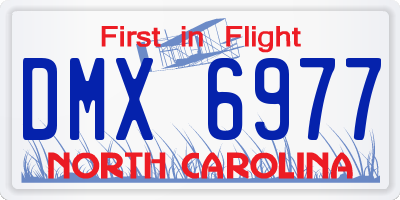 NC license plate DMX6977