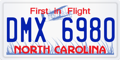 NC license plate DMX6980