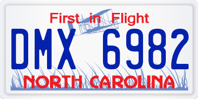 NC license plate DMX6982