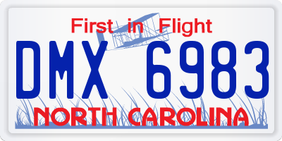 NC license plate DMX6983