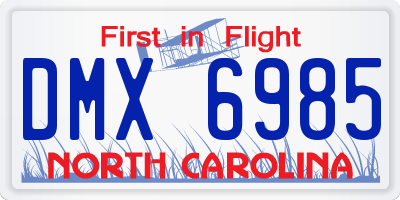 NC license plate DMX6985