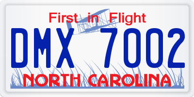 NC license plate DMX7002