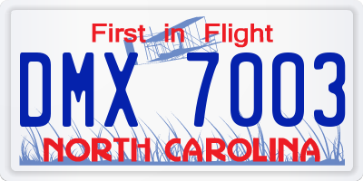 NC license plate DMX7003