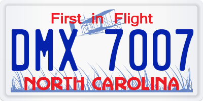 NC license plate DMX7007