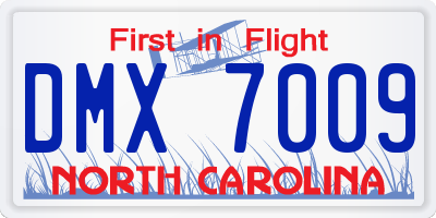 NC license plate DMX7009