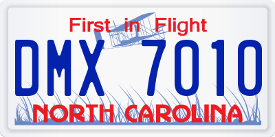NC license plate DMX7010