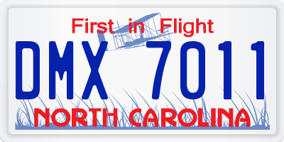 NC license plate DMX7011