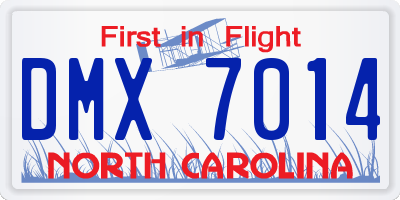 NC license plate DMX7014