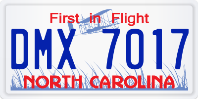 NC license plate DMX7017
