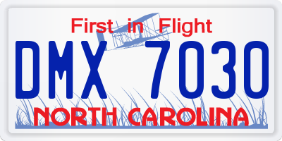 NC license plate DMX7030