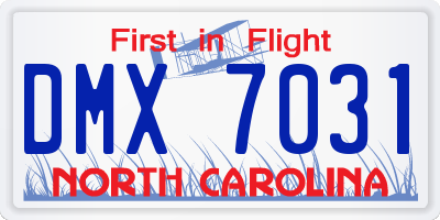 NC license plate DMX7031