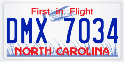 NC license plate DMX7034
