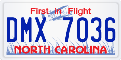 NC license plate DMX7036