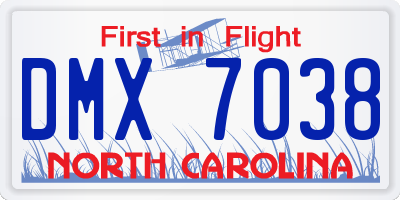 NC license plate DMX7038