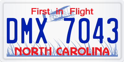 NC license plate DMX7043