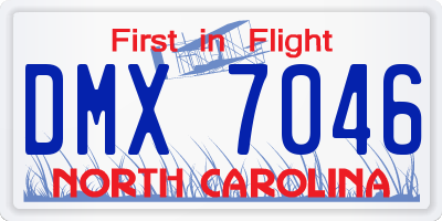 NC license plate DMX7046
