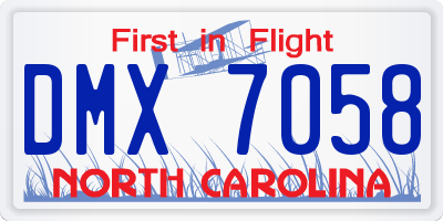 NC license plate DMX7058