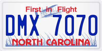 NC license plate DMX7070