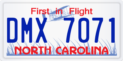 NC license plate DMX7071