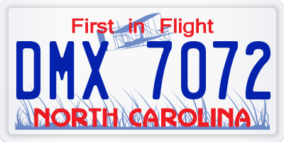 NC license plate DMX7072