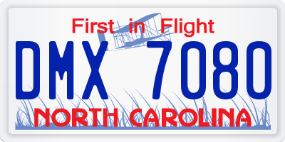 NC license plate DMX7080