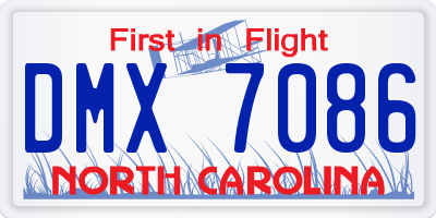 NC license plate DMX7086