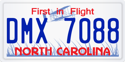 NC license plate DMX7088