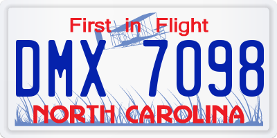 NC license plate DMX7098