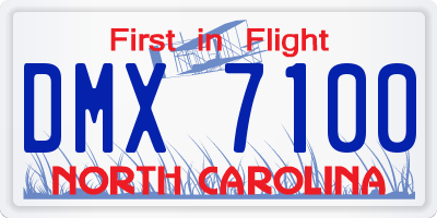 NC license plate DMX7100