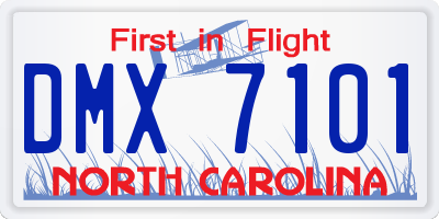 NC license plate DMX7101